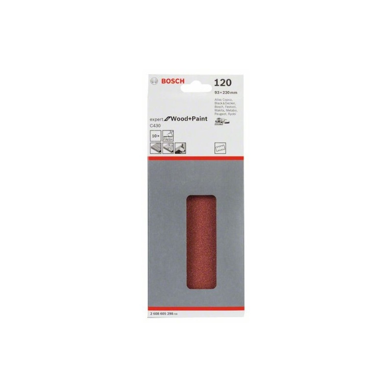 comprar Hoja de lija Bosch Expert for Wood and Paint C430 Grano 120 93x230 mm. online - Bosch