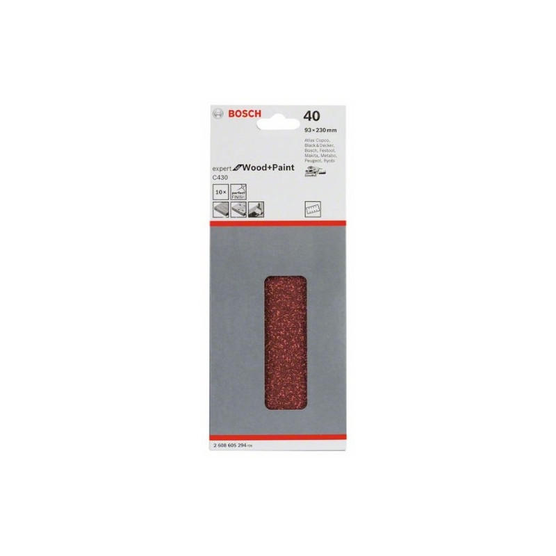 comprar Hoja de lija Bosch Expert for Wood and Paint C430 Grano 40 93x230 mm. online - Bosch