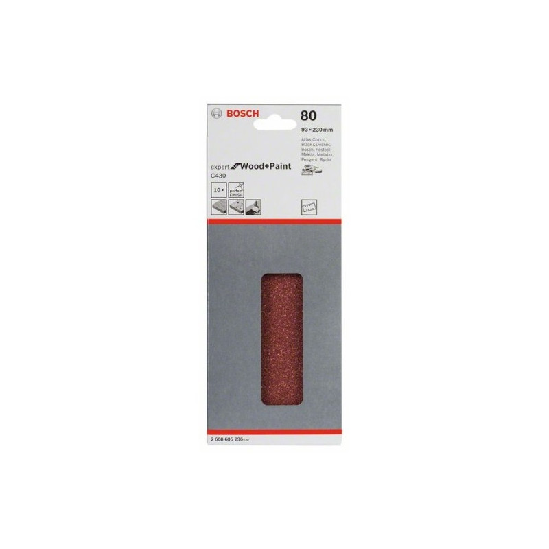 comprar Hoja de lija Bosch Expert for Wood and Paint C430 Grano 80 93x230 mm. online - Bosch