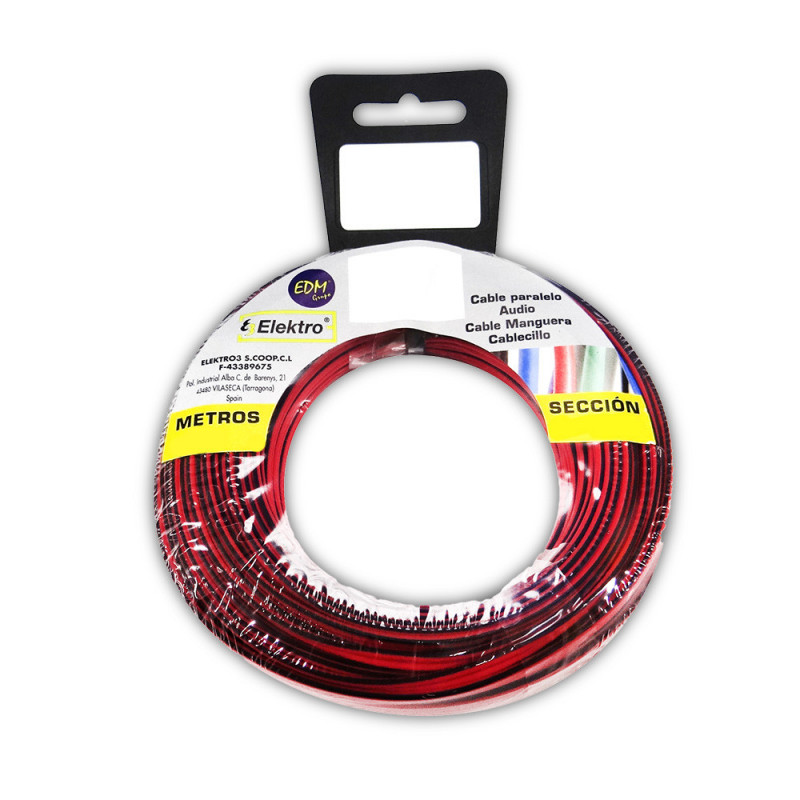 Carrete paralelo 2x0,75 rojo/negro 15m (audio) Carrete paralelo 2x0,75 rojo/negro 15m (audio)